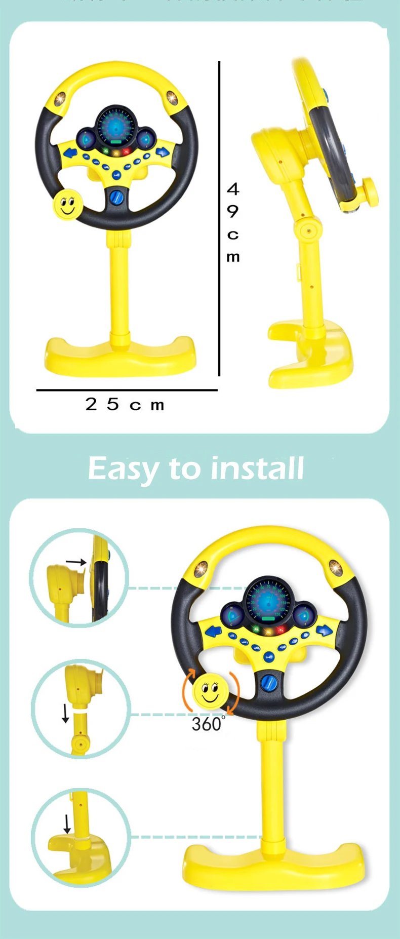 Infant Shining Eletric Simulation Steering Wheel Toy with Light Sound Kids Early Educational Stroller Vocal Toys Infant Shining Eletric Simulation Steering Wheel Toy with Light Sound Kids Early Educational Stroller Vocal Toys