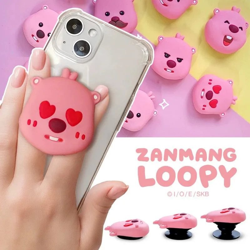 MINISO Cute Anime Zanmang Loopyins Ins Style Cartoon Beaver Silicone Airbag Telescoping Lazy Phone Holder Toy Girl Birthday Gift