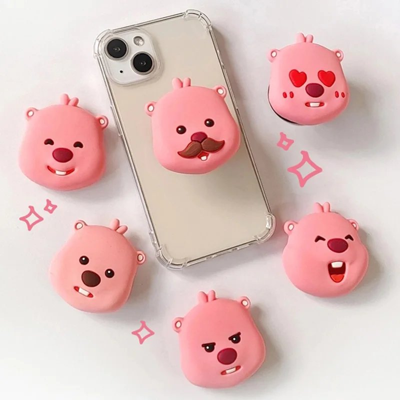 MINISO Cute Anime Zanmang Loopyins Ins Style Cartoon Beaver Silicone Airbag Telescoping Lazy Phone Holder Toy Girl Birthday Gift