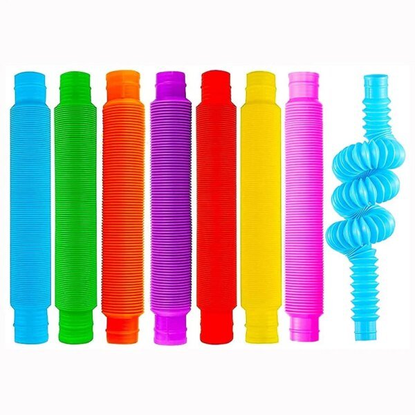 8Pack Large Pop Tubes Fidget Toys Sensory Toy for Stress Anxiety Relief for Children Adults Learning Toys Toddlers Stretch Tube