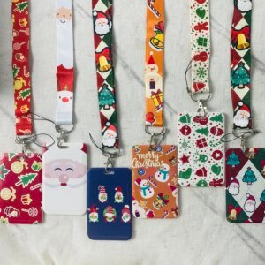Christmas Lanyard Phone Rope Keychain ID Card Badge Holder Cartoon Neck Strap Christmas Gifts For Children