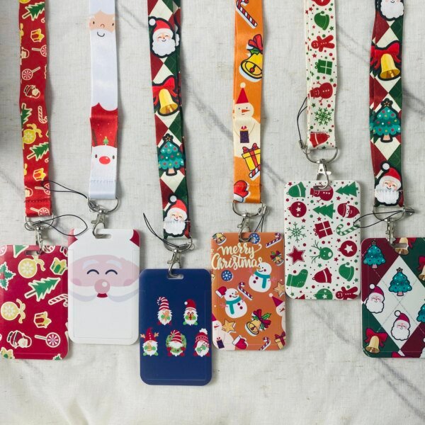 Christmas Lanyard Phone Rope Keychain ID Card Badge Holder Cartoon Neck Strap Christmas Gifts For Children