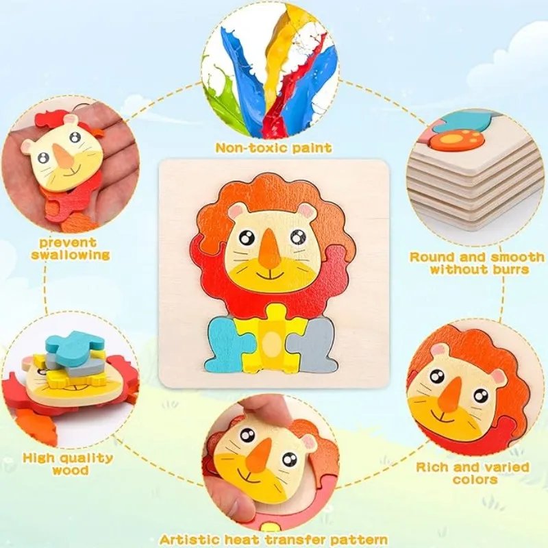 Montessori Toddler Wooden Puzzle Set Baby Kids Games Educational And Learning Intelligence Toys 1 2 3 4 Years