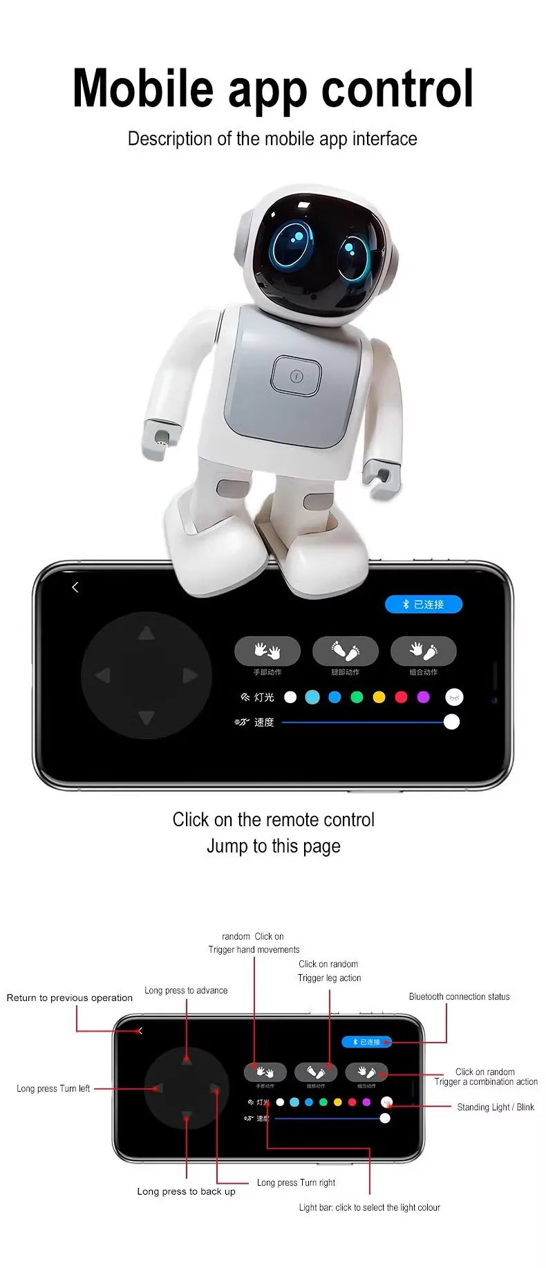 Program Dance Robert Children Toy Cute Robot Electron Astronaut Music Toys Phone APP Bluetooth Remote Control Kids Gift