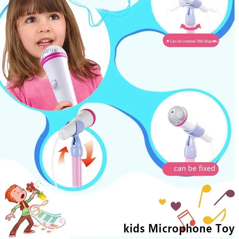 Kids Microphone with Stand Karaoke Song Music Instrument Toys Brain-Training Educational Toy Birthday Gift for Girl Boy