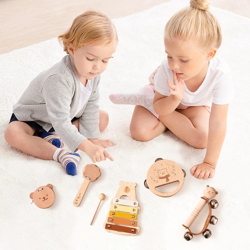 Musical Montessori Toys Baby Toys Rattle Bell Drum Xylophone Percussion for 0 3 Year Kids Early Educational Instruments Toys