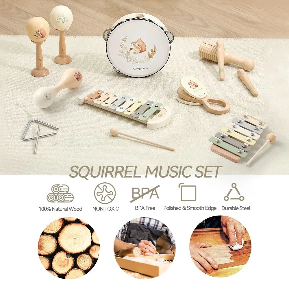 Musical Montessori Toys Baby Toys Rattle Bell Drum Xylophone Percussion for 0 3 Year Kids Early Educational Instruments Toys
