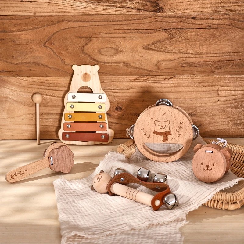Musical Montessori Toys Baby Toys Rattle Bell Drum Xylophone Percussion for 0 3 Year Kids Early Educational Instruments Toys