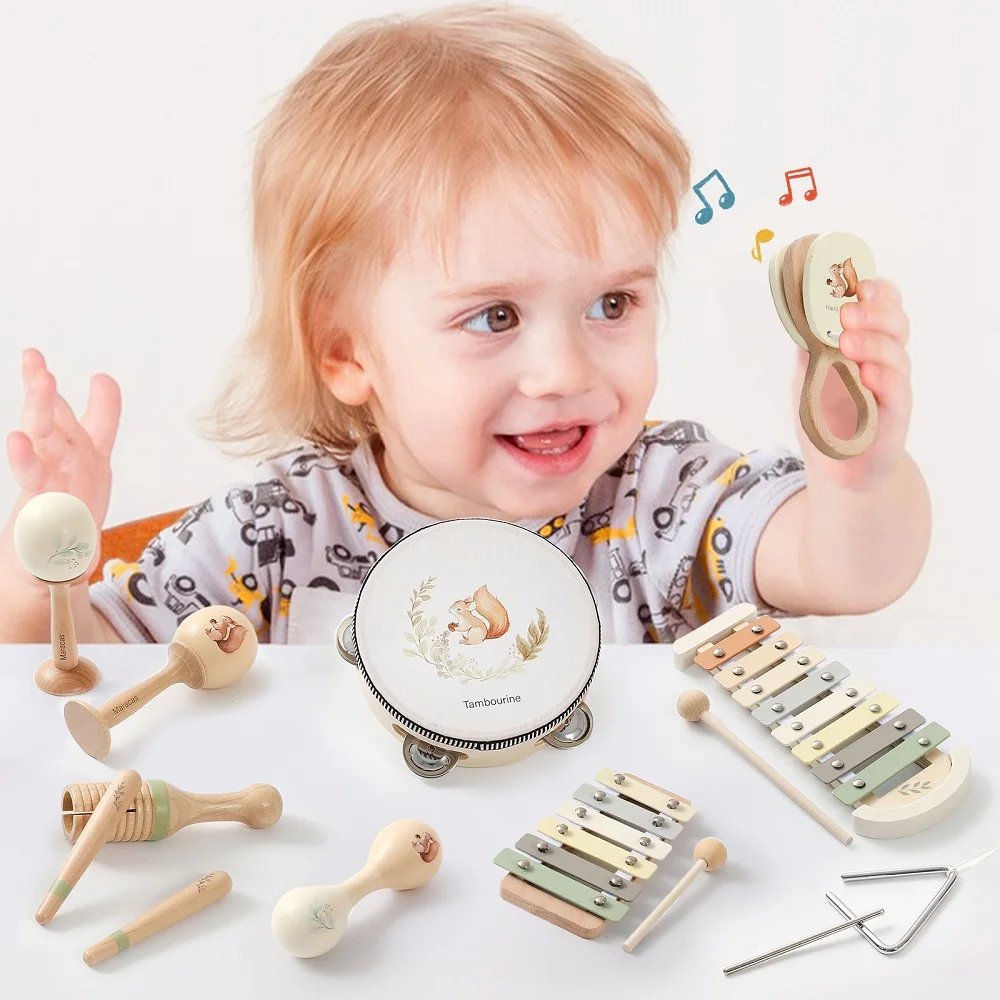 Musical Montessori Toys Baby Toys Rattle Bell Drum Xylophone Percussion for 0 3 Year Kids Early Educational Instruments Toys