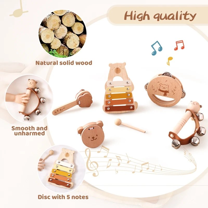 Musical Montessori Toys Baby Toys Rattle Bell Drum Xylophone Percussion for 0 3 Year Kids Early Educational Instruments Toys