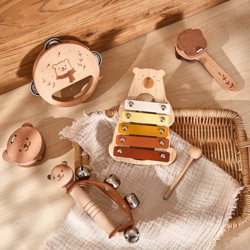 Musical Montessori Toys Baby Toys Rattle Bell Drum Xylophone Percussion for 0 3 Year Kids Early Educational Instruments Toys