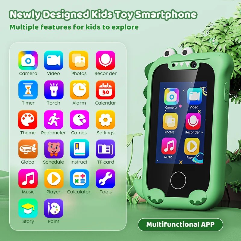 Kids Smart Toy Phone Toddler Touchscreen Game Phone MP3 Music Player with Dual Camera for Girl Boy Christmas Birthday Gifts