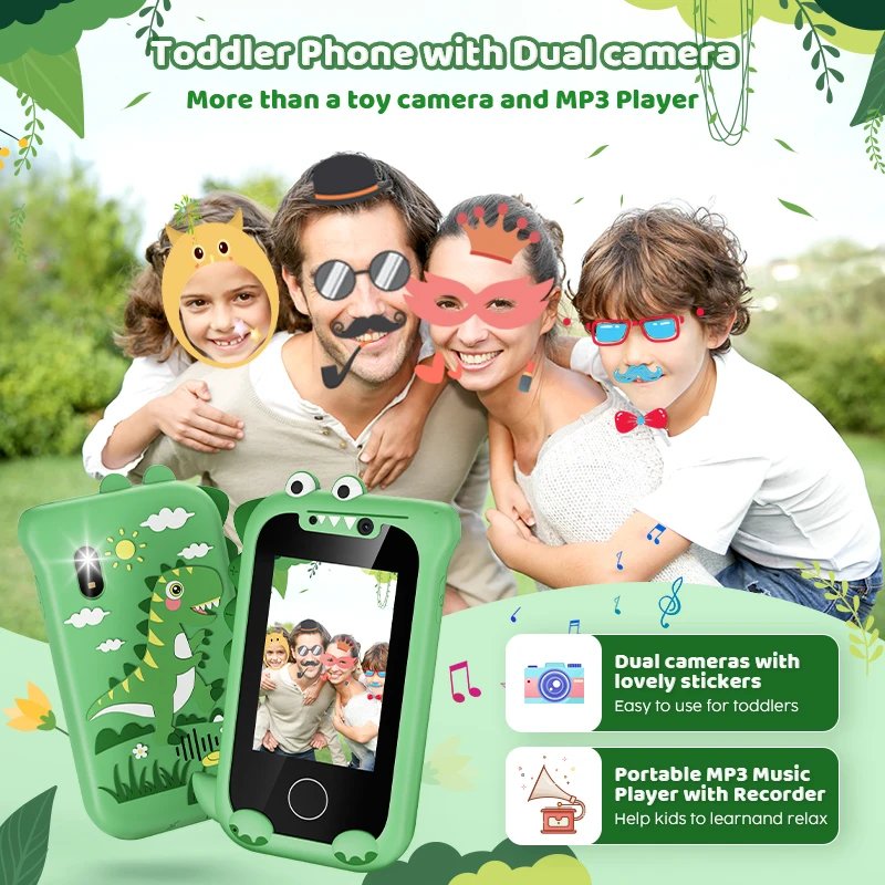 Kids Smart Toy Phone Toddler Touchscreen Game Phone MP3 Music Player with Dual Camera for Girl Boy Christmas Birthday Gifts