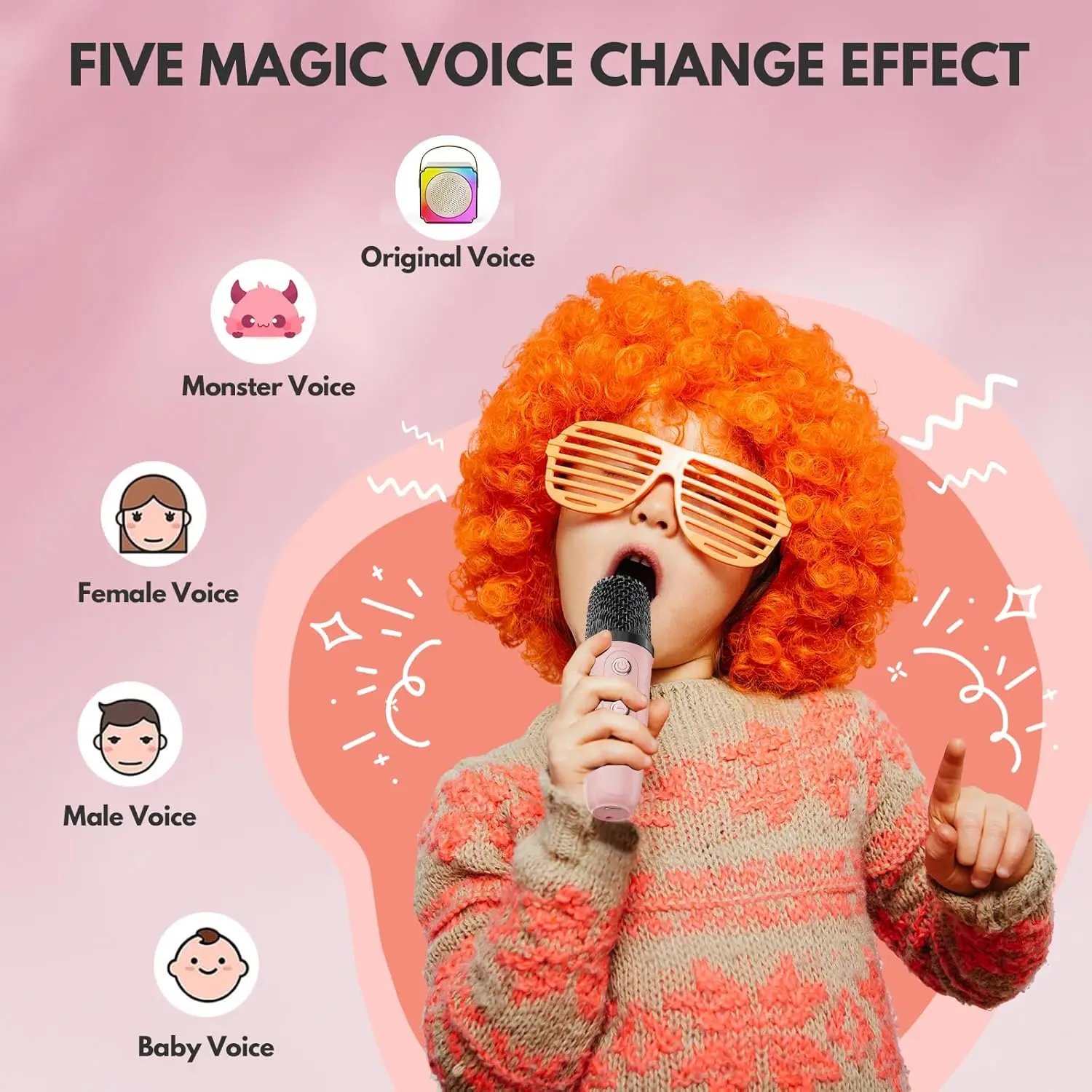 Karaoke Machine for Kids Portable Bluetooth Speaker with Wireless Microphones Birthday Family Party Gifts for Girls Boys Toys