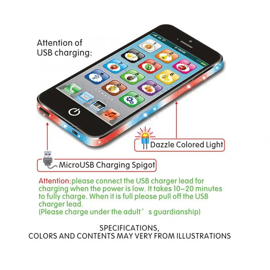 Cute Music Light Toy for Children English Learning Machine Cellphone Toys Music Machine Kids Mobile Phone Educational Toy
