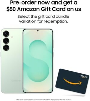 SAMSUNG Galaxy S25+ Cell Phone + $50 Amazon Gift Card, 512GB AI Smartphone, Unlocked Android, AI Camera, Fast Processor, ProScaler Display, Long Battery Life, 2025, Mint