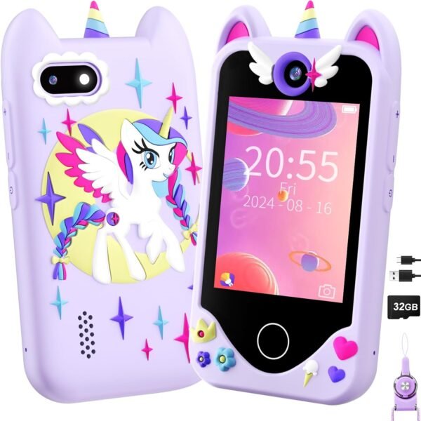 Kids Smart Phone for Girls Gifts - Toddler Christmas Birthday Gift for Age 3 4 5 6 Year Old, Kids Cell Phone Toy with Touchscreen, Dual Cameras, Learning, Music Player, Games with 32 GB Card  Toys & Games - Image 23