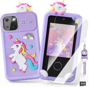 Kids Smart Phone Toys for Girls,Unicorn Gift Toys for Girls Ages 3-9 Christmas Birthday Gifts Mini Smart Phone Toys with 2.8" Touchscreen 16 Learning Games Dual Camera Music Player, 8G SD Card