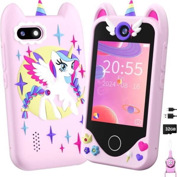 Kids Smart Phone for Girls Gifts - Toddler Christmas Birthday Gift for Age 3 4 5 6 Year Old, Kids Cell Phone Toy with Touchscreen, Dual Cameras, Learning, Music Player, Games with 32 GB Card  Toys & Games - Image 16