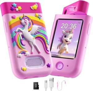 Kids Smart Phone Toy for Girls, Christmas Birthday Gift for Girls Ages 3-10, Touchscreen Toddler Play Phone with Rotating Camera, Learning Game, Music Player  Toys & Games