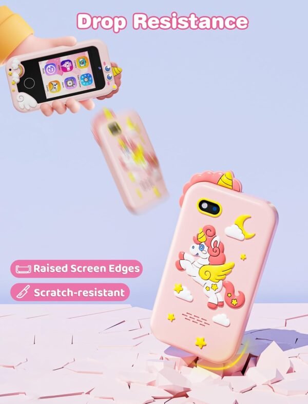 Kikidex Kids Smart Phone for Girls, Perfect Christmas Birthday Gifts for 3-10 Year Old Kids, Touchscreen Learning Play Toy Smartphone with Dual Camera, Puzzle Game, Music Player (Pink) - Image 5