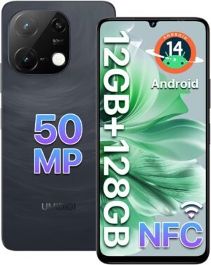 UMIDIGI G9C Android 14 Unlocked Cellphone,Octa-core 12GB +128GB Expand 1TB Unlocked Smartphone,6.75" HD+ 90Hz,5000mAh Battery,50MP Camera,GPS,BT 5.4,NFC,AI Face Unlock,Warranty,Black