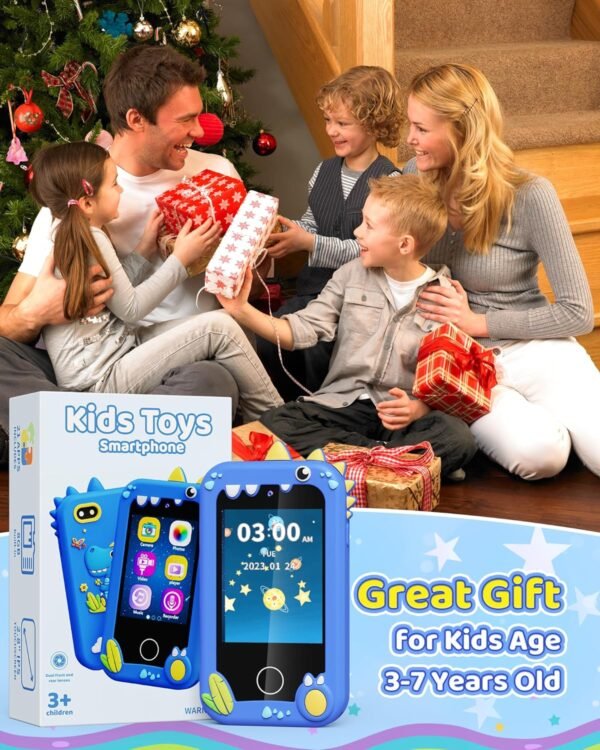 Kids Toy Smartphone, Gifts and Toys for Girls Boys Ages 3-8 Years Old, Fake Play Dinosaur Toy Phone Music Dual Camera Games, Birthday - Image 6