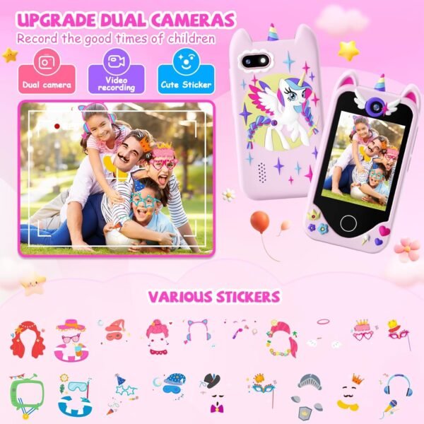 Kids Smart Phone for Girls Gifts - Toddler Christmas Birthday Gift for Age 3 4 5 6 Year Old, Kids Cell Phone Toy with Touchscreen, Dual Cameras, Learning, Music Player, Games with 32 GB Card  Toys & Games - Image 19