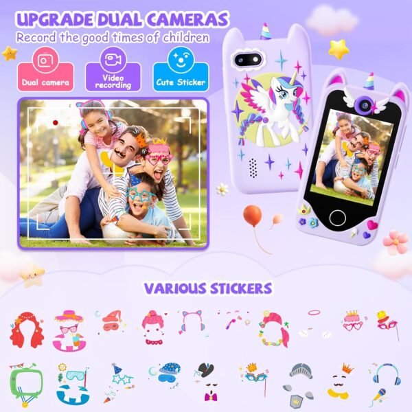 Kids Smart Phone for Girls Gifts - Toddler Christmas Birthday Gift for Age 3 4 5 6 Year Old, Kids Cell Phone Toy with Touchscreen, Dual Cameras, Learning, Music Player, Games with 32 GB Card  Toys & Games - Image 12