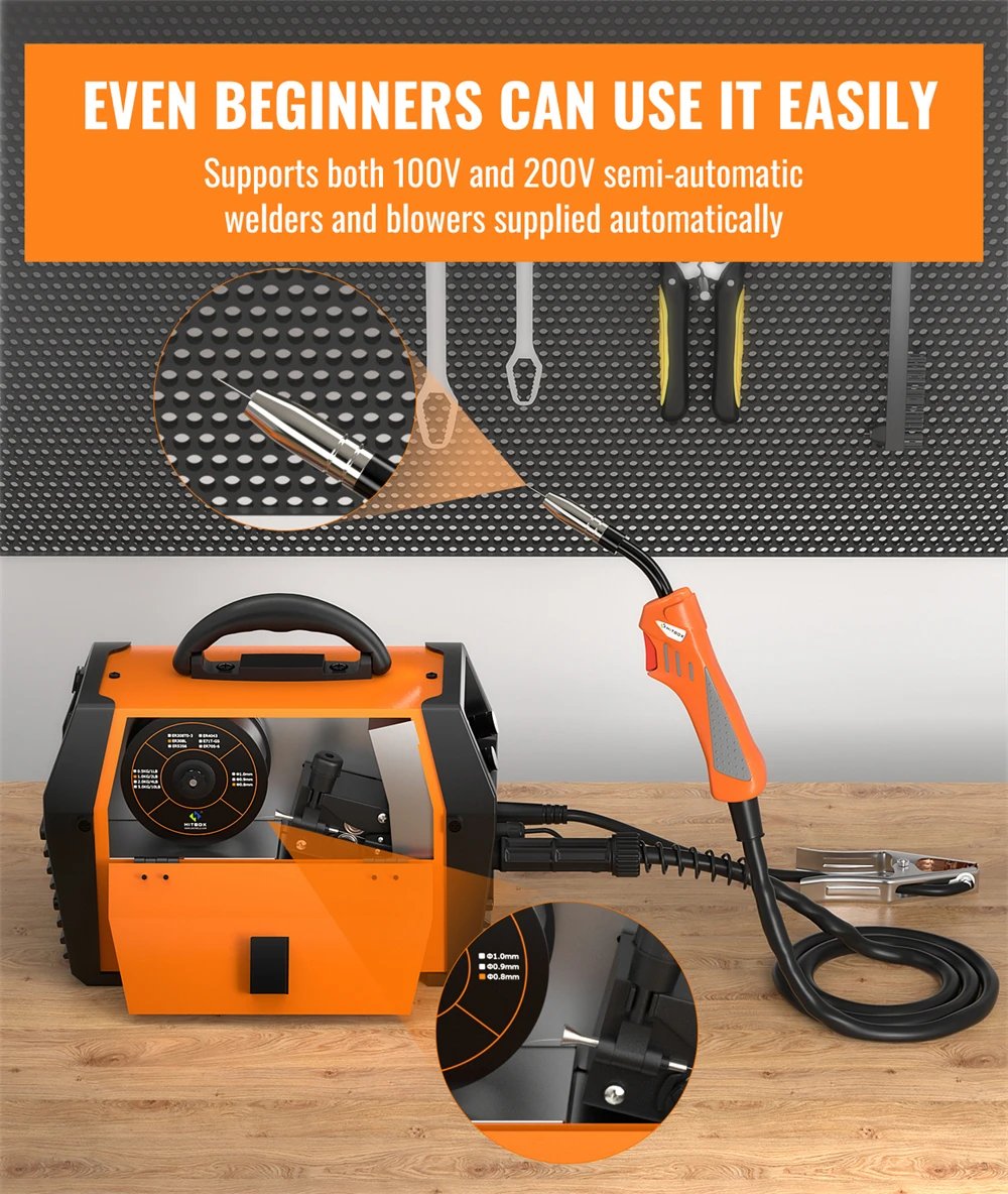 HITBOX Mig Welding Machine Synergy HBM1200 Semi-Automatic 3 in 1 Inverter Tig Argon Arc MIG Gas-Less Soldering Welder 110V 220V