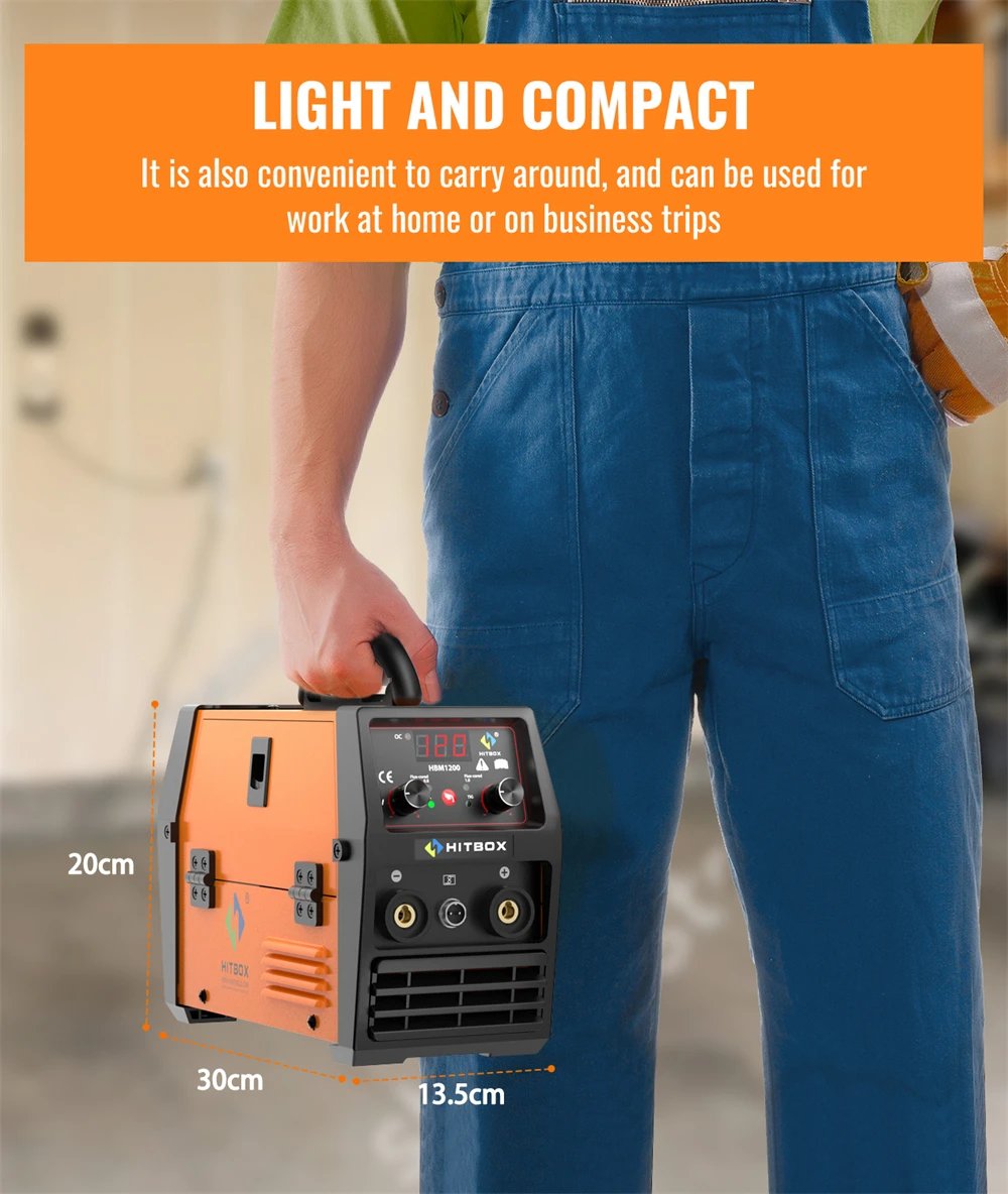 HITBOX Mig Welding Machine Synergy HBM1200 Semi-Automatic 3 in 1 Inverter Tig Argon Arc MIG Gas-Less Soldering Welder 110V 220V