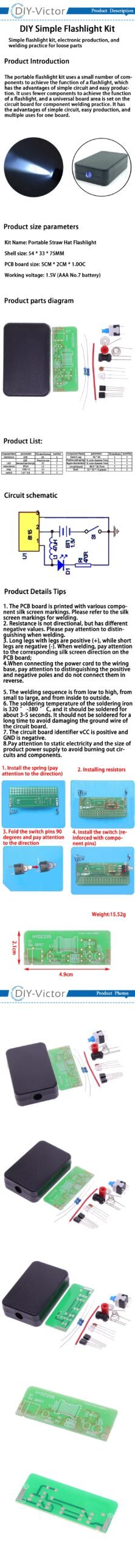 1.5V Flashlight DIY Kit Simple Integrated Circuit Board Soldering Practice Suite For Electronic Components Welding Training