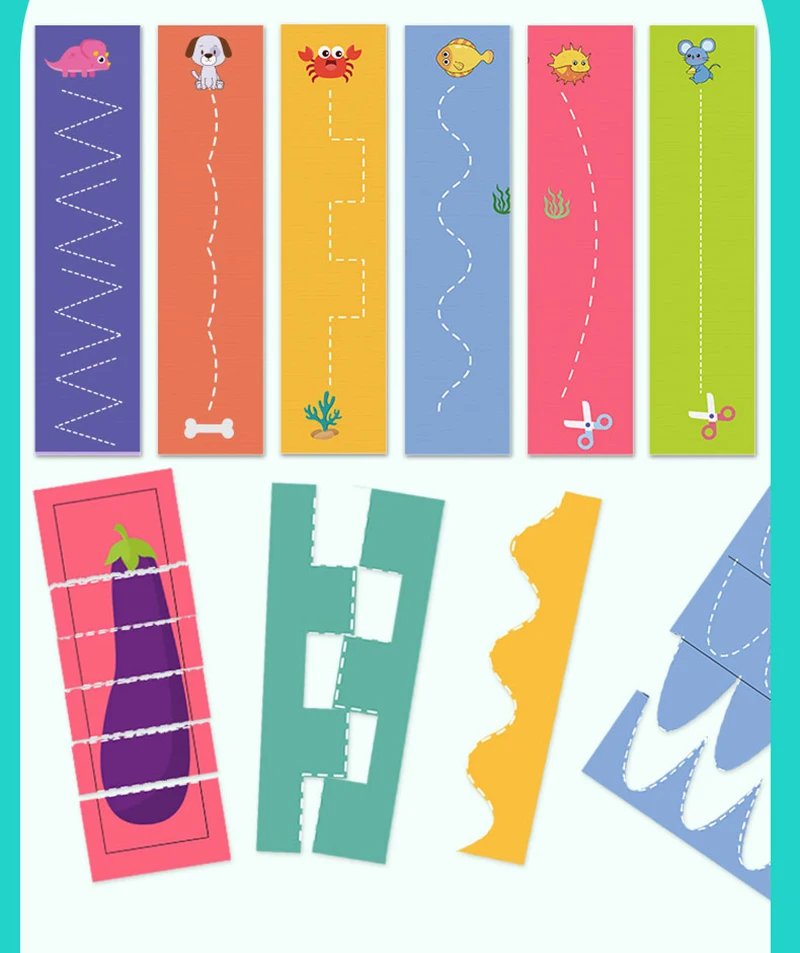 Preschool Cutting Pasting Cut Lines Fruits Animals Paper Projects Kids Learn Scissor Skills Activity Book & Safe Scissors