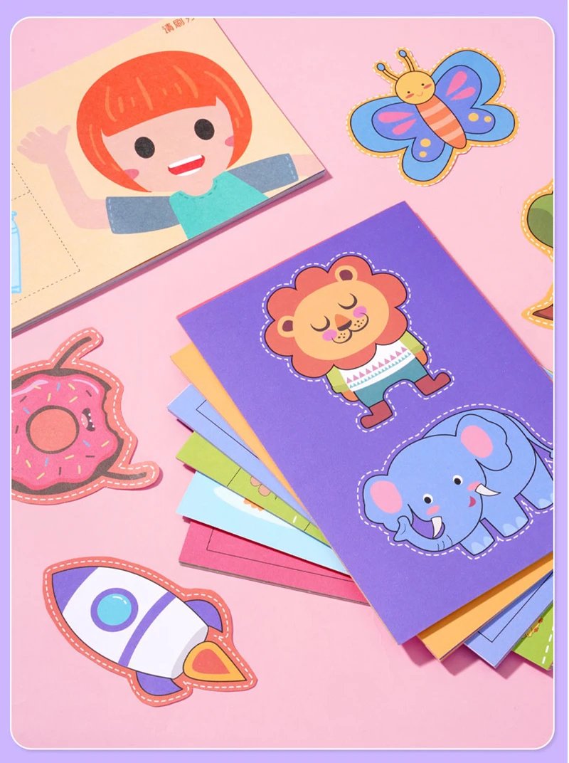 Preschool Cutting Pasting Cut Lines Fruits Animals Paper Projects Kids Learn Scissor Skills Activity Book & Safe Scissors