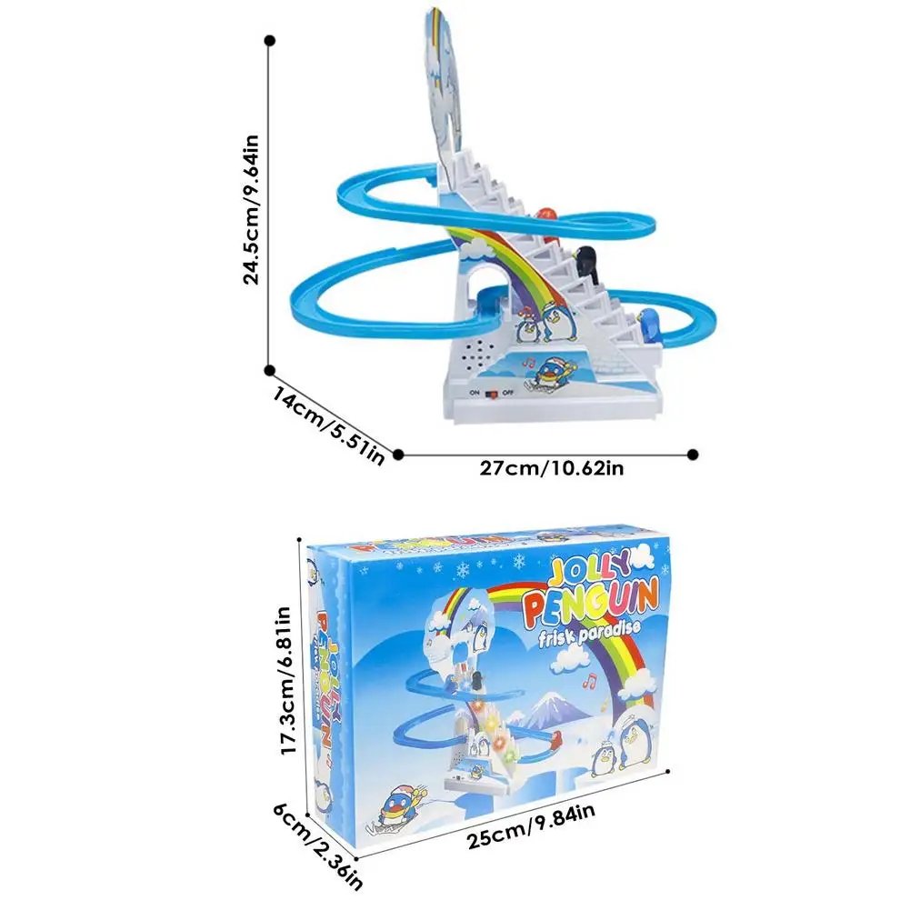Parent-Child Interaction Puzzle Kids Toy Penguin Slide Electric Railcar With Music Fun Penguin Climbing Stairs Toys For Children