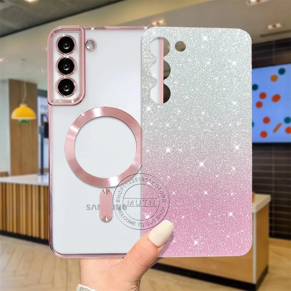 Glitter Bright Cover For Samsung Galaxy S25 S24 S23 S22 S21 S20 Plus FE Note20 Ultra Case Plating Wireless MagSafe Magnetic Glitter Bright Cover For Samsung Galaxy S25 S24 S23 S22 S21 S20 Plus FE Note20 Ultra Case Plating Wireless MagSafe Magnetic