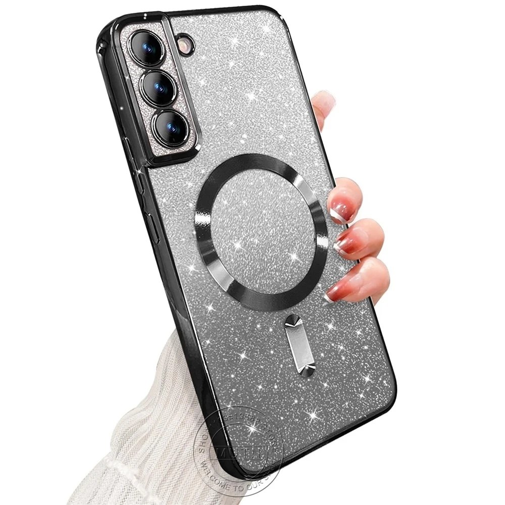 Glitter Bright Cover For Samsung Galaxy S25 S24 S23 S22 S21 S20 Plus FE Note20 Ultra Case Plating Wireless MagSafe Magnetic Glitter Bright Cover For Samsung Galaxy S25 S24 S23 S22 S21 S20 Plus FE Note20 Ultra Case Plating Wireless MagSafe Magnetic