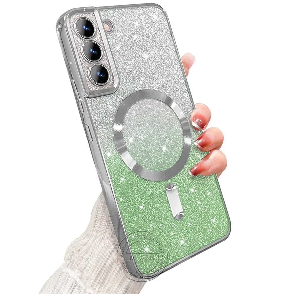 Glitter Bright Cover For Samsung Galaxy S25 S24 S23 S22 S21 S20 Plus FE Note20 Ultra Case Plating Wireless MagSafe Magnetic Glitter Bright Cover For Samsung Galaxy S25 S24 S23 S22 S21 S20 Plus FE Note20 Ultra Case Plating Wireless MagSafe Magnetic