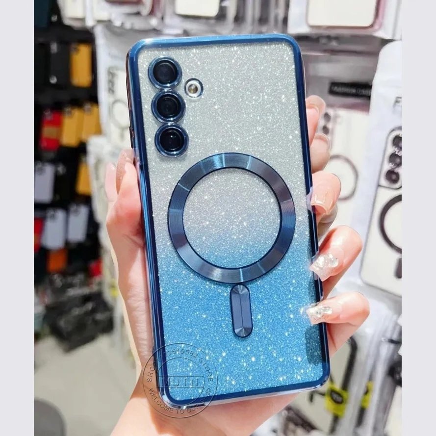 Glitter Bright Cover For Samsung Galaxy S25 S24 S23 S22 S21 S20 Plus FE Note20 Ultra Case Plating Wireless MagSafe Magnetic Glitter Bright Cover For Samsung Galaxy S25 S24 S23 S22 S21 S20 Plus FE Note20 Ultra Case Plating Wireless MagSafe Magnetic